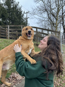 Image of a dog with its trainer